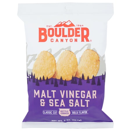 Boulder Canyon Boulder Canyon Malt Vinegar and Sea Salt Kettle Cooked Potato Chips 2 oz Pegged 527692